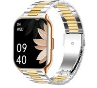 Blueshaweu for ZOSKVEE Smartwatch 22mm Quick Release Stainless Steel Metal Replacement Strap Bracelet Men & Women Compatible with ZOSKVEE P95,Popglory P95 2.01"/ZOSKVEE,Huakua G50 1.69" (Silver-Gold)