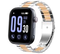 Blueshaweu GTX12, T60 Smart Watch Band, 22mm Stainless Steel Metal Replacement Straps Compatible for Fitpolo GTX12, ENOMIR GTX12, Tensky GTX12, uaue T60, QXQ T60, QCOQ T60 Smart Watches (Silver-Rose)