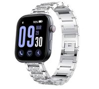 Blueshaweu GTX12 watch Women Jewelry Bling Diamond Metal Dressy Strap Adjustable Replacement Strap Accessories Compatible for Fitpolo,ENOMIR, Tensky GTX12 / uaue, QXQ, QCOQ T60 Smart Watch (Silver)