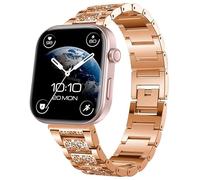 Blueshaweu GTX12 watch Women Jewelry Bling Diamond Metal Dressy Strap Adjustable Replacement Strap Accessories Compatible for Fitpolo,ENOMIR, Tensky GTX12 / uaue, QXQ, QCOQ T60 Smart Watch (Rose Gold)