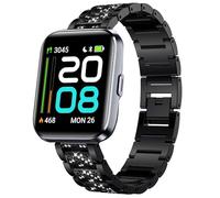 Blueshaweu ID208 Plus 1.8" Quick Release Women Jewelry Bling Diamond Metal Dressy Adjustable Replacement Strap Accessories Sports Band Compatible for WMK,Quican,aeac,Tensky ID208 Plus (Black)