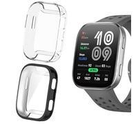 Blueshaweu Protective Case Compatible with Amazfit Bip 6, Flexible TPU Full Protection with Screen Protector, Scratch-Resistant Case Compatible with Amazfit Bip 6 Smart Watch 46 mm (Black +