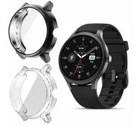 Blueshaweu Protective Case Compatible with Fitpolo Smartwatch Women's Round 1.27 Inch DR06 - Flexible TPU Case with Scratch Protection Film - Full Protection Compatible with Fitpolo/TOOBUR DR06 (Black