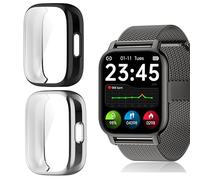 Blueshaweu Protective Case Compatible with Popglory Smartwatch 1.85 Inch P66, Flexible TPU Full Protection with Screen Protector, Scratch-Resistant Case for Narcid P66 / Popglory P66 Smartwatch (Black