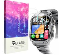 Blueshaweu Screen Protector Compatible with LIGE Military Smartwatch Men 2.0 Inch EF22, 9H Hardness Tempered Glass Screen Protector [Pack of 3] Compatible with LIGE EF22 Smartwatch (HD)