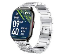 Blueshaweu Smartwatch Quick Release Women Jewelry Bling Diamond Metal Dressy Adjustable Replacement Strap Compatible with ZOSKVEE, Popglory P95 2.01", ZOSKVEE, Huakua G50 1.69" (Silver)