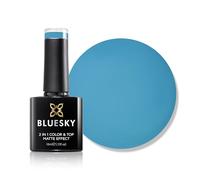 Bluesky 2 in 1 Matte Colour & Top Gel Nail Polish 10ml, Mandarin Blue - LBM02, Matte Finish, No Top Coat Needed, Blue Gel Nail Polish for 21 Day Manicure, Requires Curing Under LED UV Nail Lamp