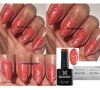 Bluesky BLZ52 Diamond Coral Peach Multi Glitter Nail Gel Polish UV LED Soak Off 10ml