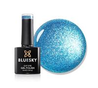 Bluesky Cat Eye Gel Nail Polish 10ml, Aquamarine Dream - LSD06, Blue | Sweep the magnet over the wet coat and a bright band of light splits the ocean shimmer, like a cut gemstone.