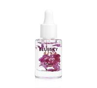 Bluesky Flower Cuticle Oil 10ml, Rose, with Rosehip and Jojoba | Real dried petals float inside the bottle, and the lightweight blend sinks in fast to soften cracked skin.