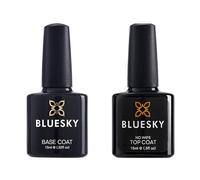 Bluesky Gel Base Coat and No Wipe Top Coat Duo, 2 x 15ml | Both halves of a lasting manicure in one box. Grips colour to the nail, then seals it to a mirror shine, no cleanser step.