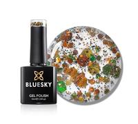 Bluesky Gel Nail Polish 10ml, Bronze Sunburst - SPZ11, Gold Glitter | Warm metallic sparkle flecked with green, giving nails a sunlit glow over dark shades or built up on its own.