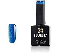 Bluesky Gel Nail Polish 10ml, Icicle - S07N, Blue Glitter | Frosted silver-blue sparkle that catches the light like snow on a window, worn alone or over a darker base.