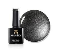 Bluesky Gel Nail Polish 10ml, Shiny Asphalt - A022, Dark Grey Glitter | Gunmetal sparkle over a smoky charcoal base for an edgy, night-out finish. Chip resistant gloss for up to 21 days.