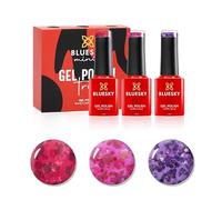 Bluesky Gel Nail Polish 3 x 5ml, Glaze Diamond Mini Trio, Glitter | Three sparkling shades of red, pink and purple to layer over colour or wear alone. Top coat seals the shimmer for 21 days.