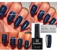 Bluesky Gel Nail Polish Blue Glitter Navy Blue Multi Glitter Sparkle Diamond Range BLZ42 UV LED Soak Off 10ml
