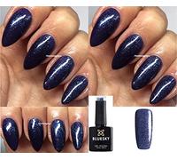 Bluesky Gel Nail Polish Blue Purple with Fine Glitter Blue Raindrops A05 Autumn Winter Color, Chip Resistant, 10 ml (Requires Drying Under UV LED Lamp) …