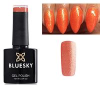 Bluesky Gel Nail Polish CORAL ORANGE SHIMMER WITH FINE GOLD GLITTER SPRING SUMMER COLOR CS58 UV LED Soak Off 10ml