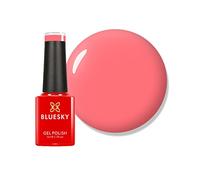 Bluesky Gel Nail Polish Mini 5ml, Pink Neon Coral - A074 | A loud, sun-bright tone that holds its glow indoors as well as out. Highly pigmented, so two coats cover flat and even.