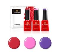 Bluesky Gel Nail Polish Set 3 x 5ml, 10 Year Anniversary Set 1 | Bright pink, purple and red in one box: I Lost My Heart In Chile, Hakuna Matata and Sippin Sangria, at mini size.