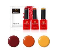 Bluesky Gel Nail Polish Set 3 x 5ml, Burnt Sunset, LT129 A012 80575 | Three warm shades from soft banana yellow through bright orange to a deep red, ready to layer or wear alone for 21 days.
