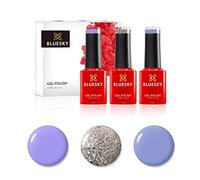 Bluesky Gel Nail Polish Set 3 x 5ml, Glass Slipper, KA1463 80599 KS1050 | Pastel blue and soft purple finished with a silver sparkle, for fairytale nails that hold their shine for 21 days.