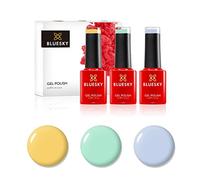 Bluesky Gel Nail Polish Set 3 x 5ml, Rainbow Pastels - A115 DC105 QXG741 | Chalky yellow, fresh green and washed-out blue for a soft ice-cream palette that lifts a plain outfit.