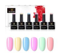 Bluesky Gel Nail Polish Set 6 x 10ml, Complete Pastel Neon Collection | Six soft brights in pink, yellow, blue, purple, green and peach, enough to change your manicure every week.