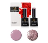 Bluesky Gel Nail Polish Set, 9th Anniversary Set 4, 2 x 10ml, A044 Musk Pink, S06N Pink Gold, Glitter (Requires Curing Under UV LED Lamp)