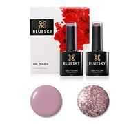 Bluesky Gel Nail Polish Set, 9th Anniversary Set 4, 2 x 10ml, A044 Musk Pink, S06N Pink Gold, Glitter (Requires Curing Under UV LED Lamp)