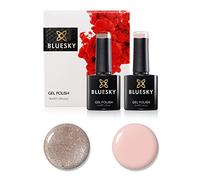 Bluesky Gel Nail Polish Set, 9th Anniversary Set 9, 2 x 10ml, A055 Soft Pink, 63903 Fairy Dust, Pastel, Nude, Gold Glitter (Requires Curing Under UV LED Lamp)