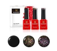 Bluesky Gel Nail Polish Set, Around The Galaxy, The Big Bang Galaxy01, Intergalactical Galaxy06, Blackpool 80518, 3 x 5 ml Black, Purple, Green, Gold (Requires Curing Under UV or LED Lamp)