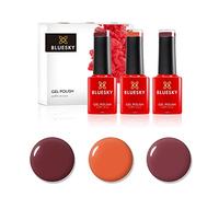 Bluesky Gel Nail Polish Set, Autumn Leaves, Blast From The Past Aw1807, Cinnamon Roll Bp27, Pumpkin Spice Bp01, 3 x 5 ml Dark Pink, Red, Deep Red, Orange (Requires Curing Under LED/UV Nail lamp)