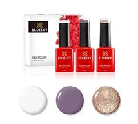 Bluesky Gel Nail Polish Set, Autumn Mauve, Pink BSH101, Champagne Sparkle Platinum04, Studio White 80526, 3 X 5 ml, Gold Glitter, Pink, White (Requires Curing Under UV or LED Lamp)