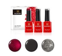 Bluesky Gel Nail Polish Set AW2020 Lady Snow Autumn and Winter 2020 Collection, Set 2-Cosy 3 x 5 ml Red, Grey, Silver, Glitter, Dark (Requires Curing Under UV or LED Lamp)