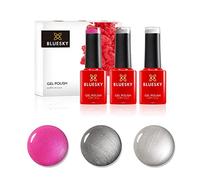 Bluesky Gel Nail Polish Set, Chrome Shock 80532 A032 80614, 3 x 5ml | Three metallic minis - a cool silver, a smoky titanium and a bold fuchsia - for a reflective, high-shine set.