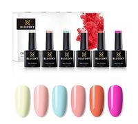 Bluesky Gel Nail Polish Set, Complete Summer Party Collection, 6 x 10ml, Pink, Green, Blue, Orange, Green, Peach (Requires Curing Under LED/UV Lamp)