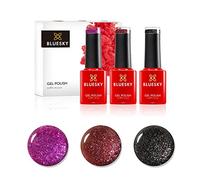 Bluesky Gel Nail Polish Set, Crystal Purple, Abyss VIP03, Butterfly Queen 80602, Maroon Cherry JQ10, 3 x 5 ml, (Requires Curing Under UV or LED Lamp)