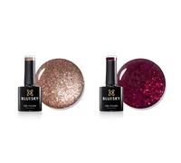 Bluesky Gel Nail Polish Set, Duo, Tinsel Toast 80544 And Ruby Ritz 80545, Red, Gold, Glitter, Long Lasting, Chip Resistant, 10 ml (Requires Drying Under UV LED Lamp)