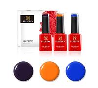 Bluesky Gel Nail Polish Set, Dusk 'Til Dawn. Neon04 - Orange Sorbet, 80510 - Fedora, Neon32 - Blue Bamboo, 3 x 5 ml, Orange, Black, Blue, (Requires Curing Under UV or LED Lamp) Halloween Colours