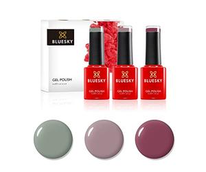 Bluesky Gel Nail Polish Set, Fall Essentials, Sage Scarf 80570, Field Fox 80594, Marsala KA4036, 3 x 5 ml, Green, Dark Pink (Requires Curing Under UV or LED Lamp)