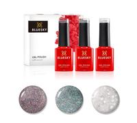 Bluesky Gel Nail Polish Set, Glitter Top Coats - 3 x 5ml Gel Polish Top Coats with glitter pieces (Requires curing under UV/LED Lamp)