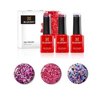 Bluesky Gel Nail Polish Set, Glitters, Cuba SUM1918, Rio de Janeiro SUM1917, Ibiza SUM1916, 3 x 5 ml, Pink, Blue, Purple (Requires Curing Under UV or LED Lamp)