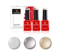 Bluesky Gel Nail Polish Set, Metallic Sheen, Silver Vip 80535, Silver Glitter A018, Goldfish A034, 3 x 5 ml, (Requires Curing Under UV or LED Lamp)