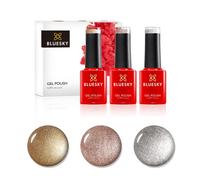 Bluesky Gel Nail Polish Set, Metallics, Silver Glitter A018, Locket Love 80582, Chiffon Twirl 80589, 3 x 5 ml, Gold, Silver (Requires Curing Under UV