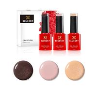 Bluesky Gel Nail Polish Set, Nude Powder, A050, SR34, A014, 3x5ml | Iced Pink, Candy Sand and Mocca Shimmer, warm neutrals that flatter every skin tone. Chip resistant for 14 days.