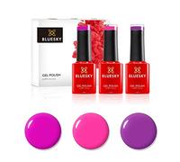 BLUESKY Gel Nail Polish Set, Party Pinks. Blackcurrant Neon13, Lollipop 63909, Cherise Neon06. 3 X 5Ml. Pink, Purple, Bright (Requires Curing Under Uv/Led Lamp)