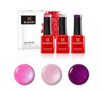 Bluesky Gel Nail Polish Set, Pink Powder, Tango Passion 80580, Grapefruit Sparkle 80546, Honeysuckle Sj16, 3 x 5 ml, Glitter, Shimmer, Pink, Purple (Requires Curing Under UV or LED Lamp)