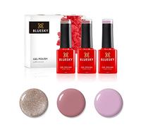 Bluesky Gel Nail Polish Set, Pretty In Pink, Pink Lavender Spc03, Tease Qxg080, Fairy Dust 63903, 3 x 5 ml Dark Pink, Light Pink, Glitter (Requires Curing Under UV or LED Lamp)