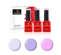 Bluesky Gel Nail Polish Set, Pretty Pastels, Lavender Dream Dc101, Cherry Bomb Pn04, Soft Fabric 7324, 3 x 5 ml, Pink, Purple, Cream, White, Nude (Requires Curing Under UV or LED Lamp)